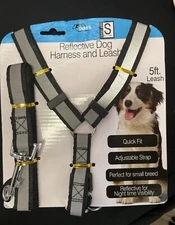  Dog reflective 5 ft leash and Harness S (chest size  8inx14in)
