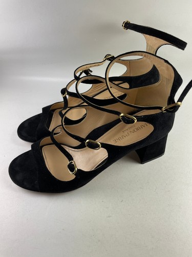 Marion Parke Francine Sz 38 Black Block Heel Strap Sandals VGUC Retail $650 - Picture 6 of 11