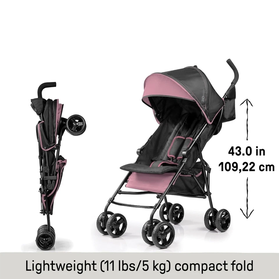 Cochecito De Bebé Práctico: Ligero Y Plegable, Tipo Paraguas Para Viajes (Rosa) - Изображение 2 из 4