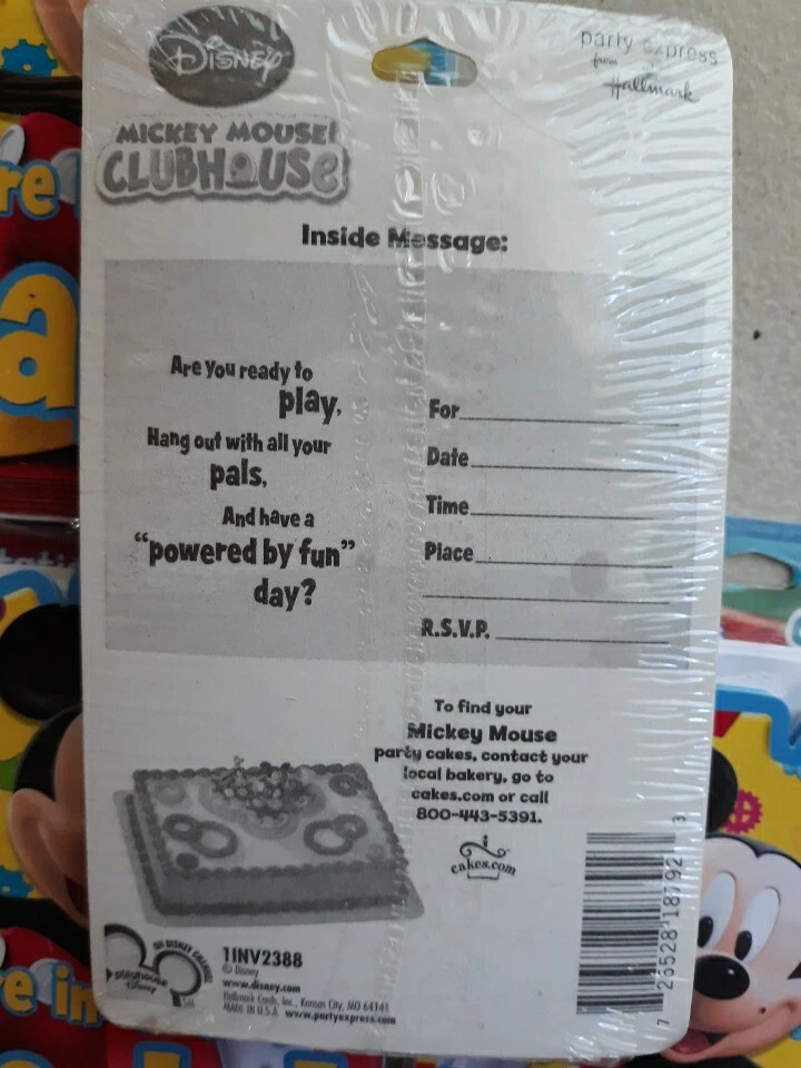 Disney Hallmark Micky Mouse Birthday Invitations 8 Ct X4 Packs Brand New - Image 3 of 3