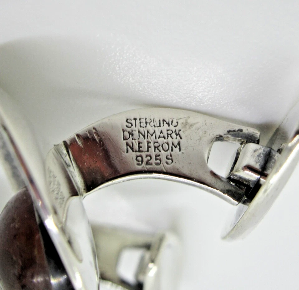 TOP DESIGNER Manschettenknöpfe 925 Silber N. E. FROM Denmark Modernist Bernstein - Bild 4 von 4