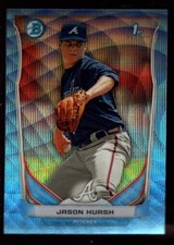 JASON HURSH ATLANTA BRAVES 1ST ROOKIE BLUE WAVE REFRACTOR RC 2014 BOWMAN CHROME