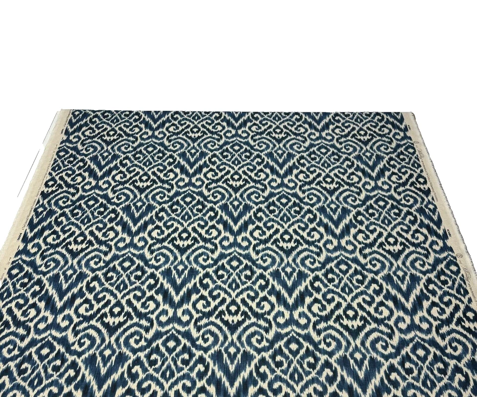 WAVERLY WILLIAMSBURG THOMPSON IKAT TINTA AZUL MULTIUSO TELA DE LINO POR YARDA 54"W Foto 2 de 4