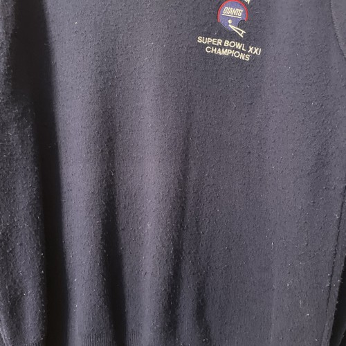 Vintage NY GIANTS Super Bowl XXI V Neck Sweater Men's XL Navy Blue 80s Logo - Picture 5 of 16