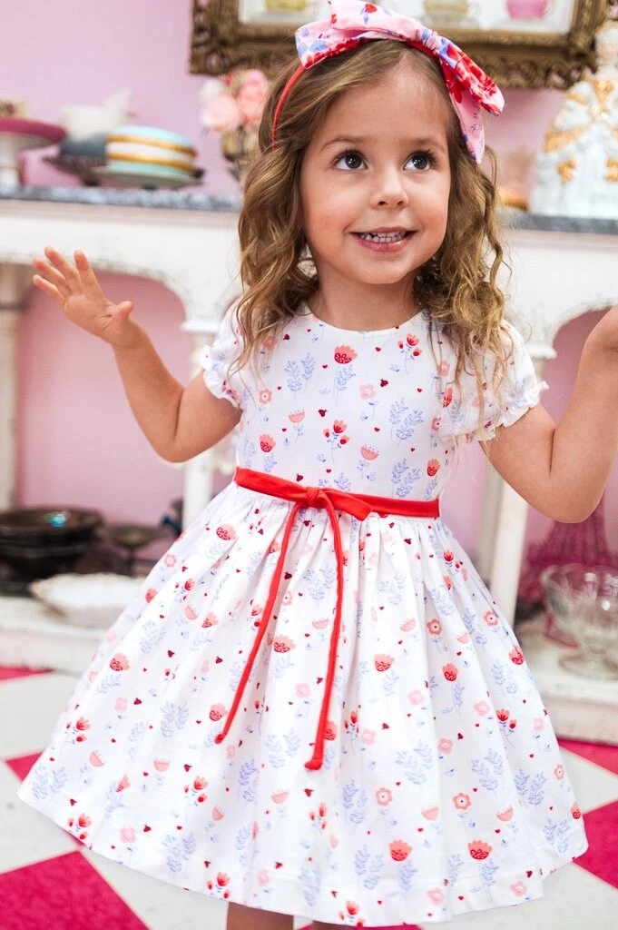 Girls Wildflowers clothing Pretty White/Pink Floral Petunia Dress size 12 NWT