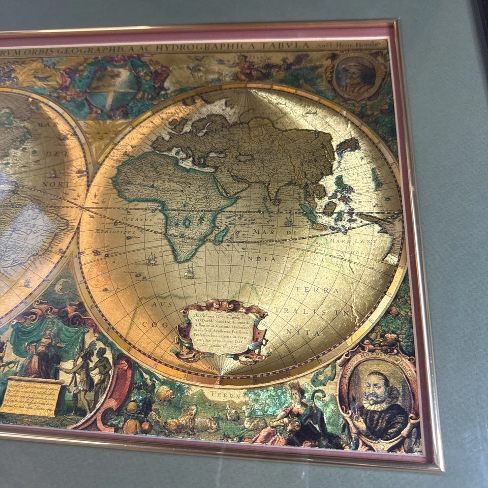 Nova Totivs Ornate Framed World Map, Art Vintage Style Gold Foil Cartography - Image 3 of 4