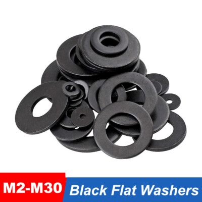 Schwarz Unterlegscheiben M2 M3 M4 M5 M6 M7 M8 M10 M12 M14 M16 M18 M20 M22 bisM30