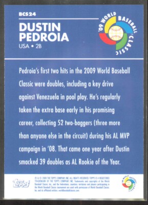 2009 Topps WBC Stars World Baseball Classic Dustin Pedroia USA
