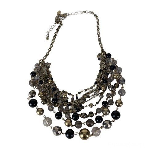 Collar firmado por Lia Sophia con cuentas varios soportes dorado negro gris - Imagen 2 de 4