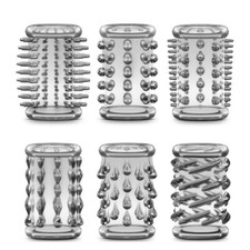 6PCS Reusable Cock Ring Glans Penis Enlarger Delayed Ejaculation Sleeve Extender