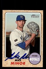 Signed Baseball Card Auto Mike Minor 2017 Topps Heritage #663 Kansas City Royals