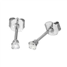 Real 375 9ct White Gold & Genuine Diamond Stud Earrings Diamonds Jewels Gems