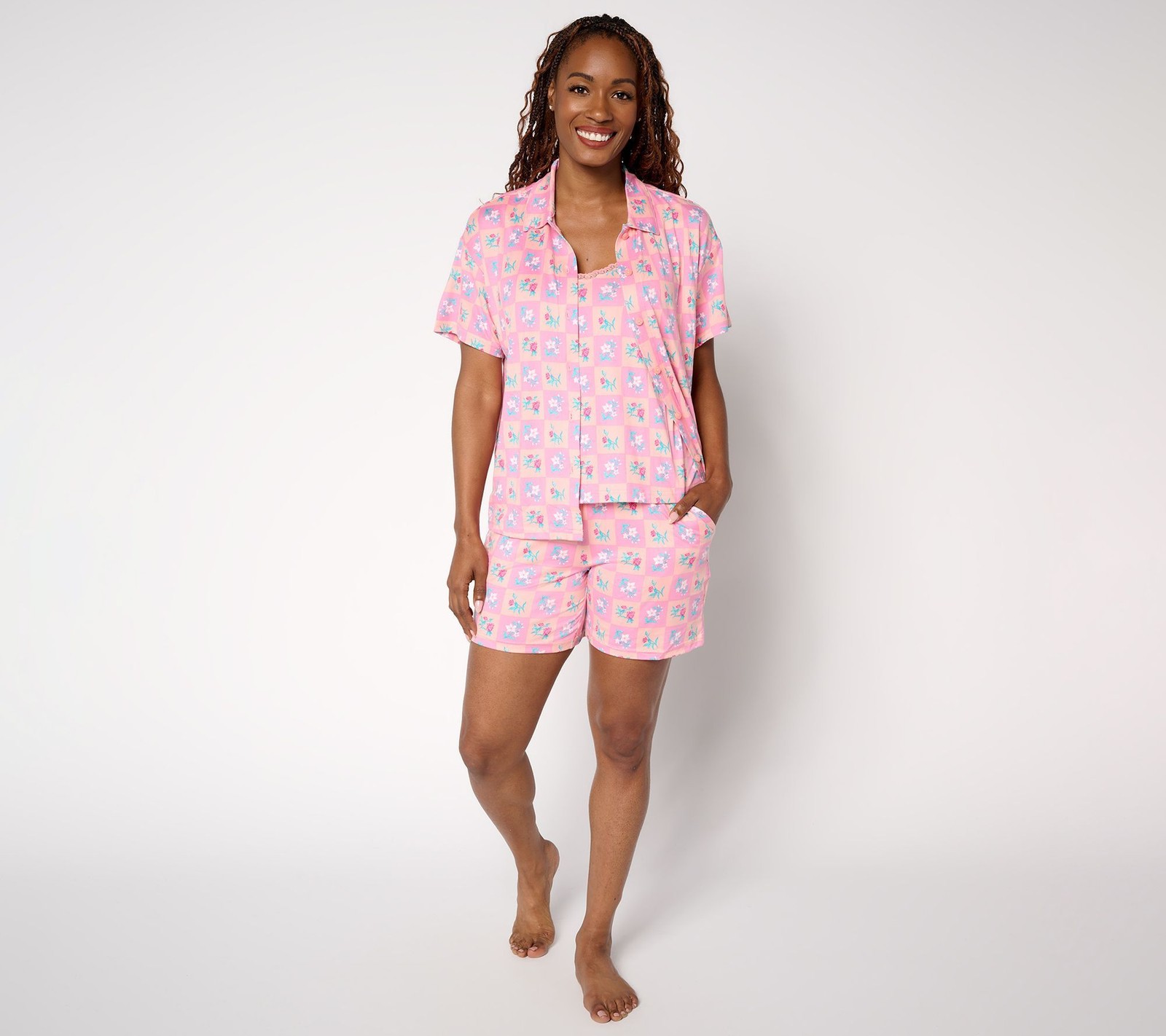 Muk Luks Women's Sleepwear Sz L Cloud Knit Piece Notch Collar Pajama Pink