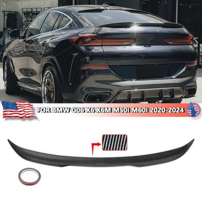 For 2020-2024 BMW G06 X6 X6M M50i M60i Carbon Look Rear Trunk Spoiler Lip Wing 