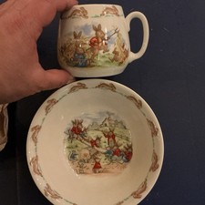 Vintage Royal Doulton Bunnykins 2 Piece Child Set Bowl Mug Easter