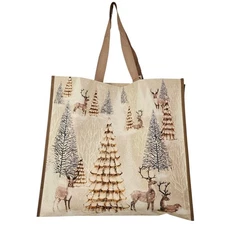 Winter Christmas Forest Deer Reindeer Trees Snow Snowing TJMaxx Tote Gift Bag