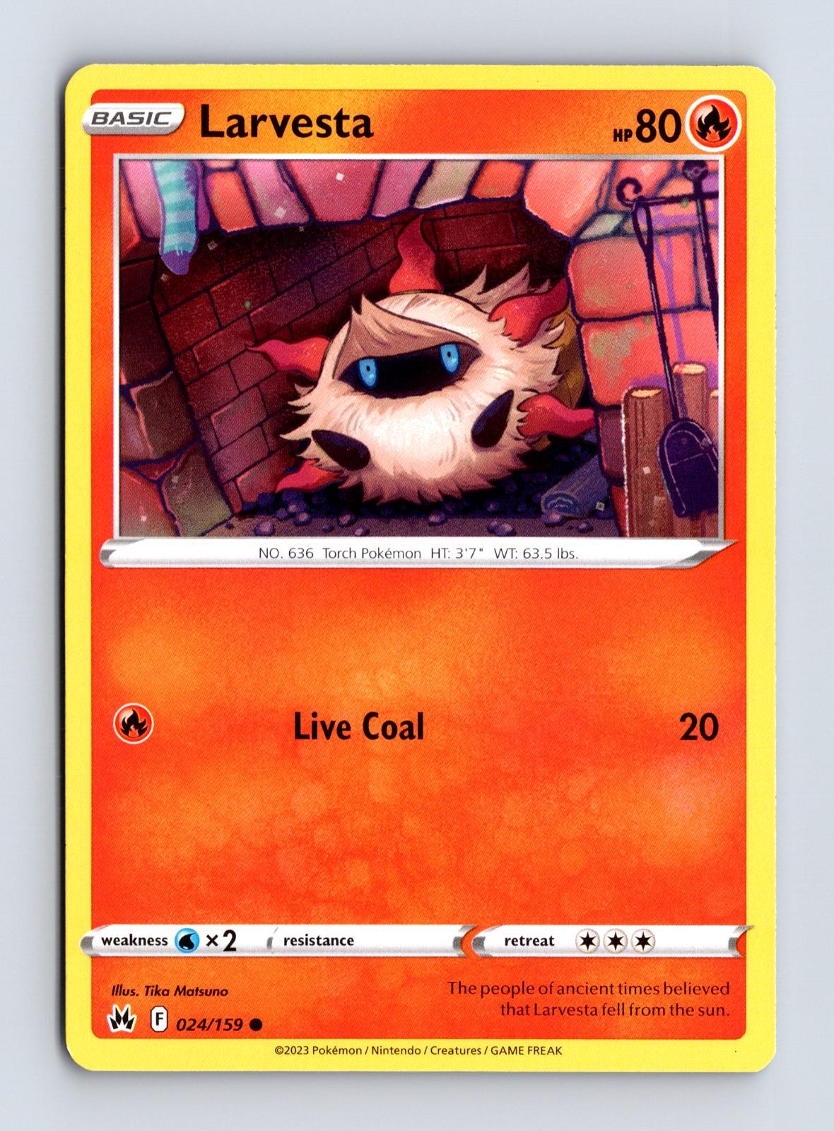 Larvesta 024/159 Near Mint Common Crown Zenith Pokemon