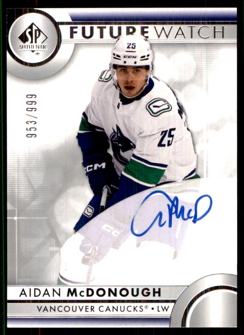 2023-24 SP Authentic Future Watch Aidan McDonough Auto 953/999 Vancouver Canucks