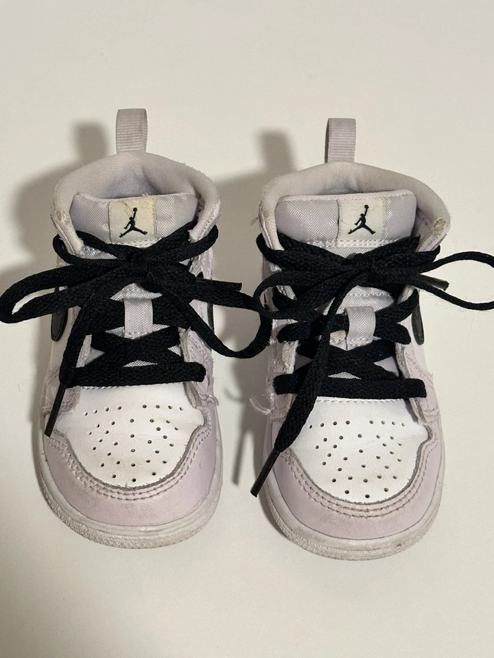 Nike Air Jordan 1 Mid Baby Shoes Youth 5.5 Purple Sneakers Athletic Toddler - Image 4 of 4