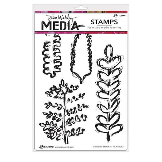 Dina Wakley Media Cling Rubber Stamps - Scribbled Branches