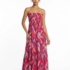 Abel The Label Multicolor Strapless Women's M Bandau Frilled Flowy Maxi Dress