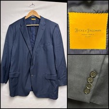Hickey Freeman Beacon Blazer 48L Blue Wool Dbl Vent 2-Btn Lightweight US NICE 