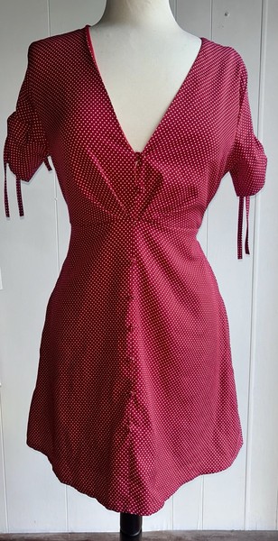 Mona Young Red Polka Dot A Line Mini Sundress Size 10-12 