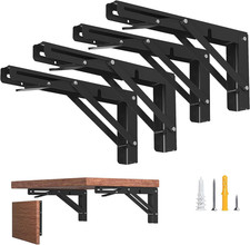 10-Inch Foldable Brackets for DIY Folding Shelves or Tables, L Shelf Brackets Co