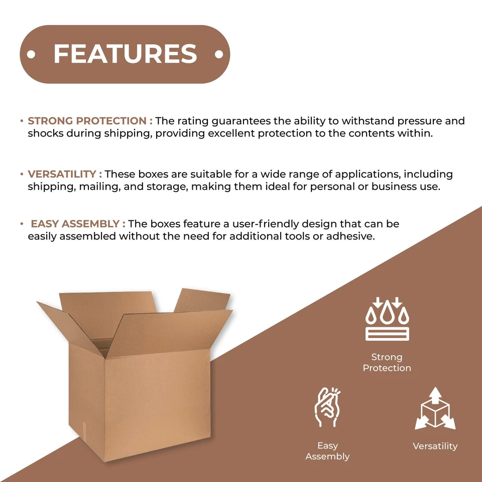 25 Boxes 5x5x8" Corrugated Shipping Boxes ECT-32 Kraft Packing Cartons - Image 4 of 4