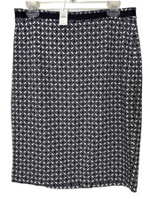 Talbots Women's Size 8 Navy and White Geometric Pencil Skirt NWT