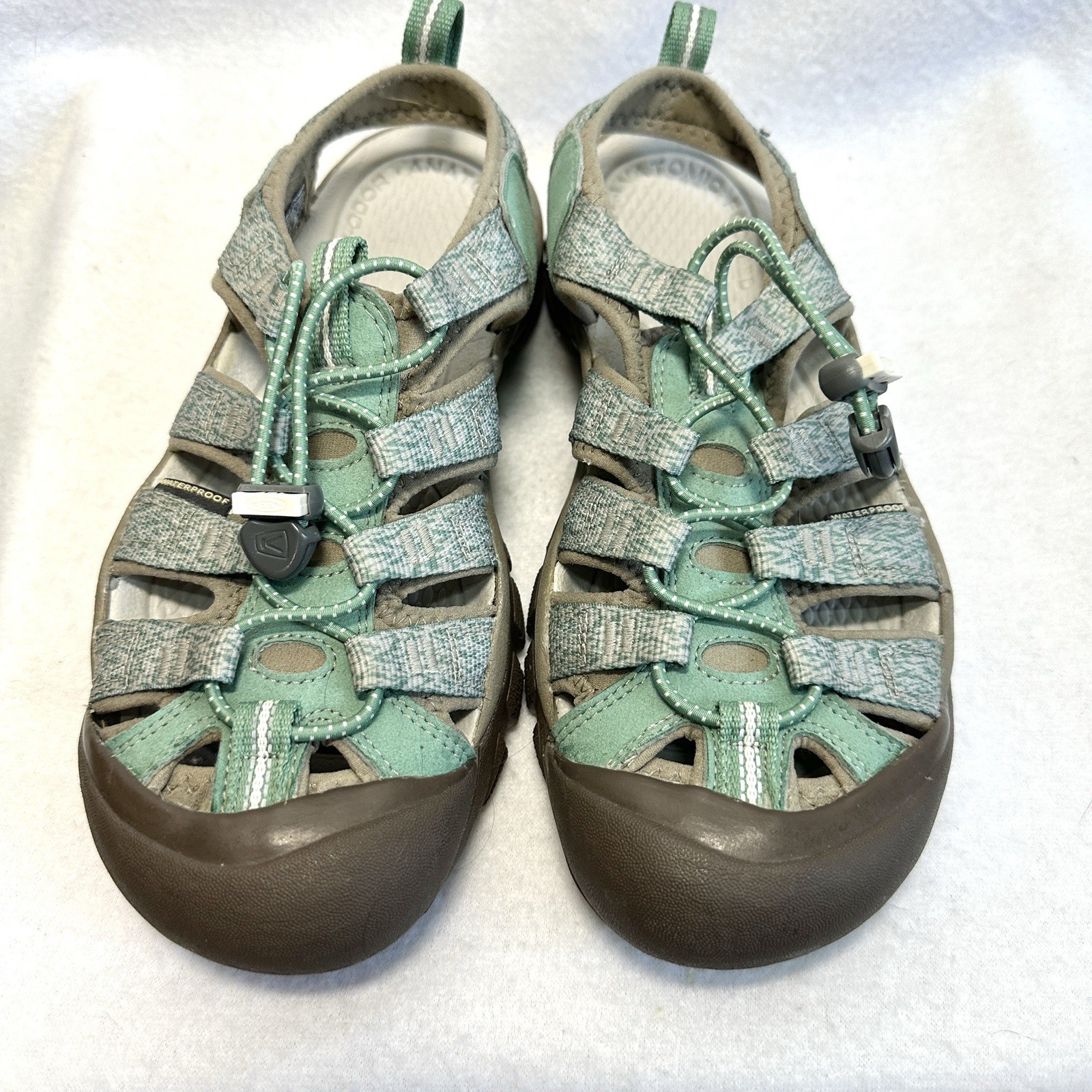 Sandali da trekking Keen Newport H2 donna 7 5 grigio verde impermeabili scarpe sportive