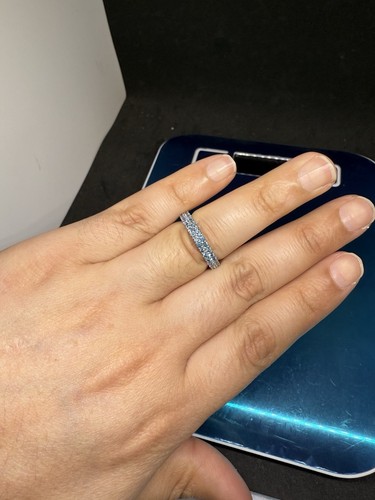 14k white gold 1.75 ctw Lab grown Blue Diamond eternity band size 6.5 - Picture 6 of 11