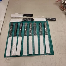 Jumbo Steak Knife Set 11 Piece Black Handle Restaurant Kitchen Cutlery Knives