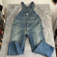 Vtg. Liberty Bib Overalls Carpenter 42x26 Button Fly Distressed Made In USA
