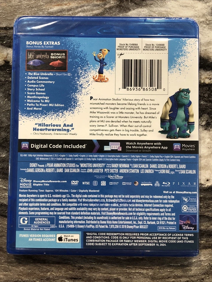Monsters University 2013 Blu-ray Disney Pixar New Sealed - Image 2 of 2