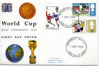 1966 WORLD CUP PHOSPHOR GREAT BRITAIN QE2 OFFICIAL ILLUS. FDC WEMBLEY PMK VGC