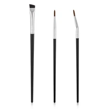 3pcs Eyeliner Brushes Set, Ultra Thin Slanted Angled Brush Black 