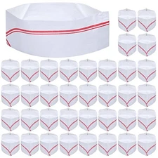  40 PCS Disposable Soda Jerk Paper Cap, Chef Hat for Restaurant Party 