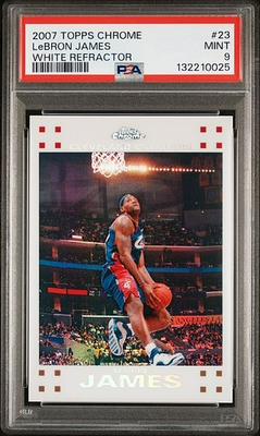 2007 Topps Chrome White Refractor #23 LeBron James 14/99 PSA 9
