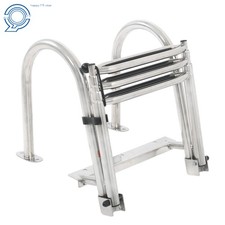 3 Step Stainless Steel Folding Ladders w/ Extra Wide Step Marine Pontoon Boat