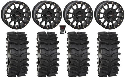 System 3 SB-5 15x10Wide Wheels Black 33'' XT400W Tires Can-Am Commander Maverick