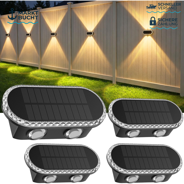 Solarlampen Wandleuchte AußEn 4Er-Set Doppeltes Up&Down-Licht Wasserdicht Garten-image