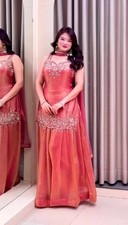 Designer Party Wear Silk Kurta Palazzo With Dupatta For Women  Girls