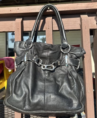 B MAKOWSKY Black Large Soft Genuine Leather Satchel Shoulder Handbag Purse - Picture 2 of 17