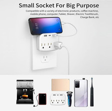 2 Pack Multi Plug Outlet Splitter with Usb,Surge Protector Outlet Extender wi...