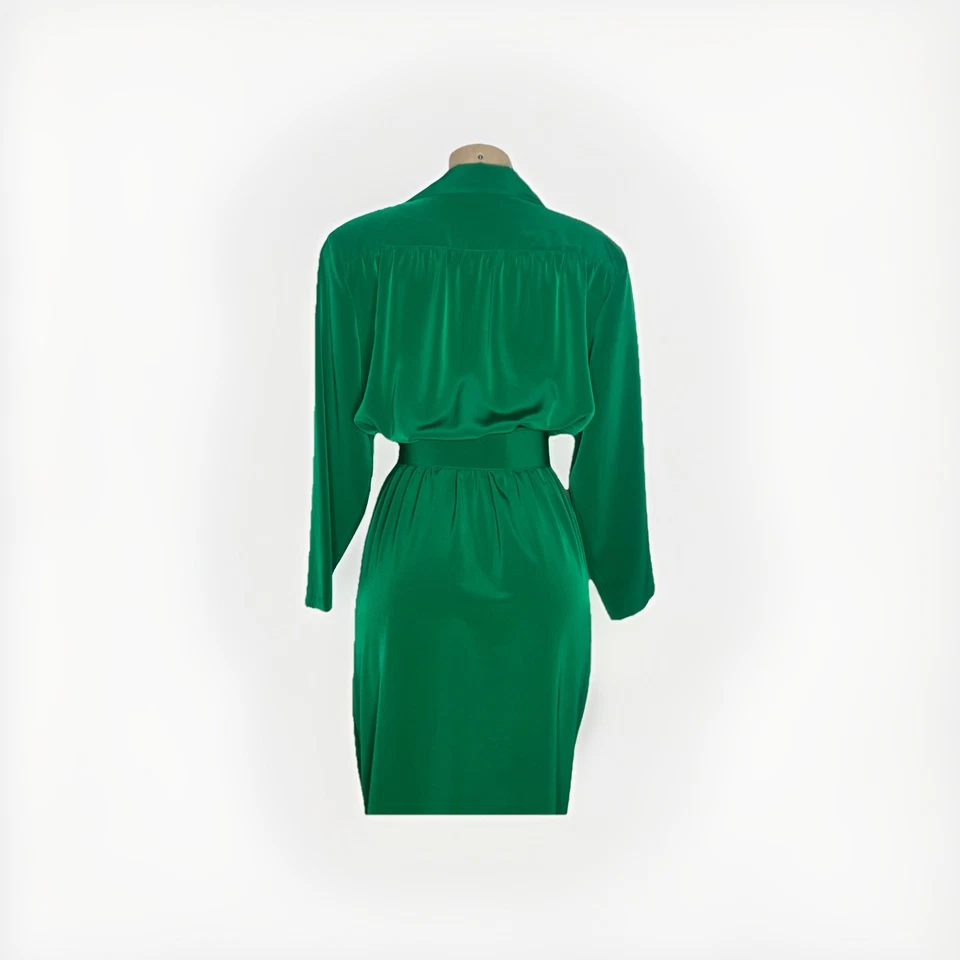 PAPELL 精品绿色裹身连衣裙,腰带腰围,尺寸 16 — 第 3/3 张图片