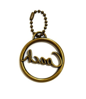 NICE Coach 2.25” Lg Script Logo Brass Metal Key Fob Bag Charm