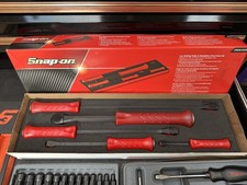 Snap on tools striking prybar set 5pc red grip foam tray inc demolition chisel
