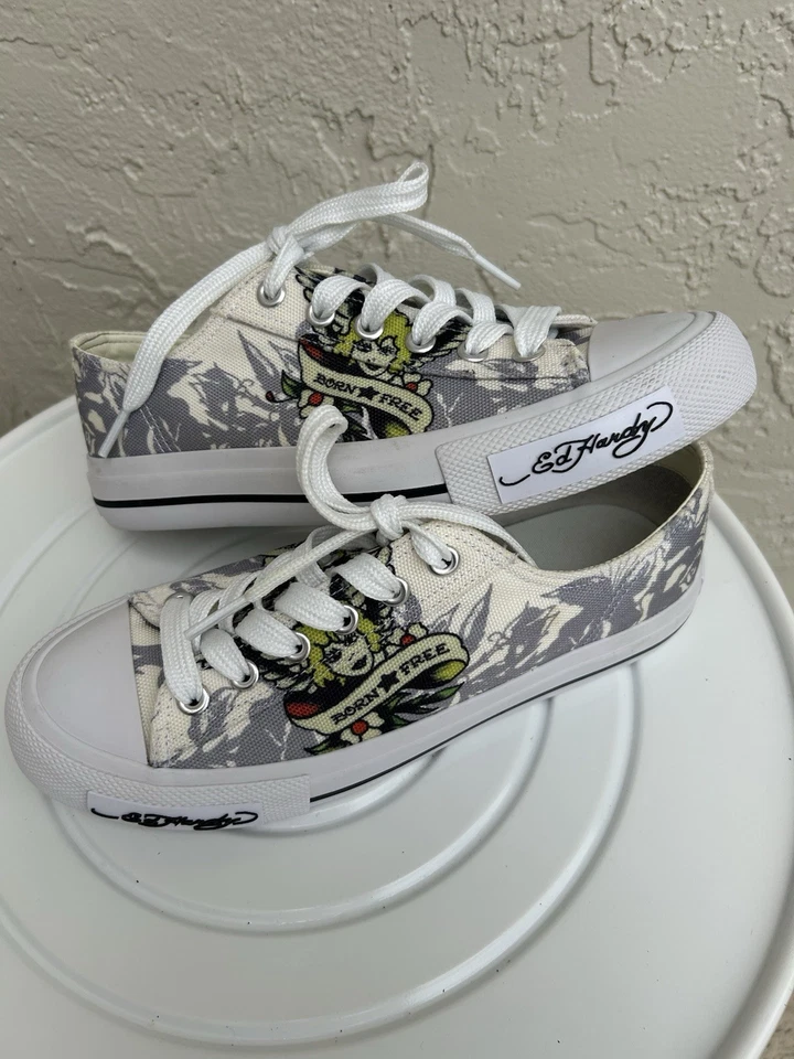 Zapatillas de Lona Ed Hardy’s Diseño Gris/Beige Talla 6 Mujer Foto 3 de 4