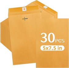 30 Pack Manila Envelopes 5 x 7.5 Inches Brown Kraft Paper Envelopes with Clasp